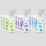 3x ooohne Küchenreiniger + ooohne Sprühhflasche, 3x ooohne Allzweckreiniger + ooohne Sprühflasche und 3x ooohne Badreiniger + ooohne Sprühflasche